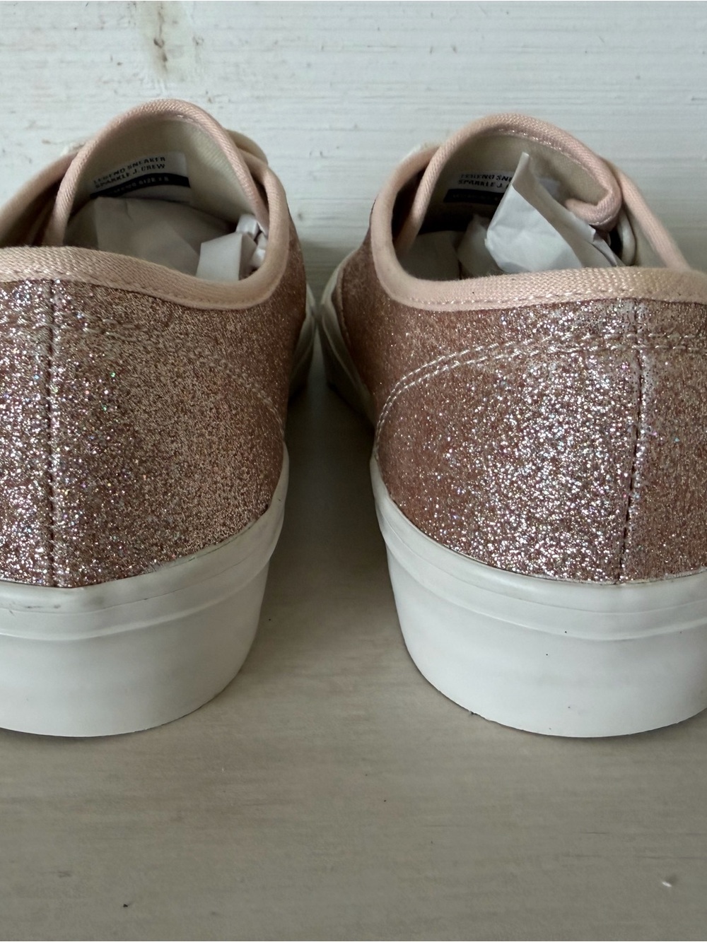SeaVees J.Crew Sparkle Glitter Legend Sneakers Women’s Size 7.5 Rose Gold - Picture 9 of 11
